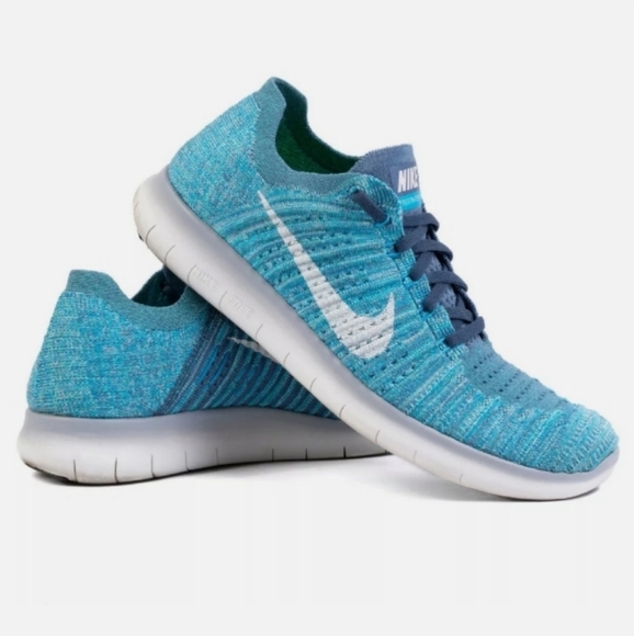 Nike Free RN Flyknit Women's 9.5 mens size 8 Running Shoes 831070-404 Blue White - Picture 1 of 7